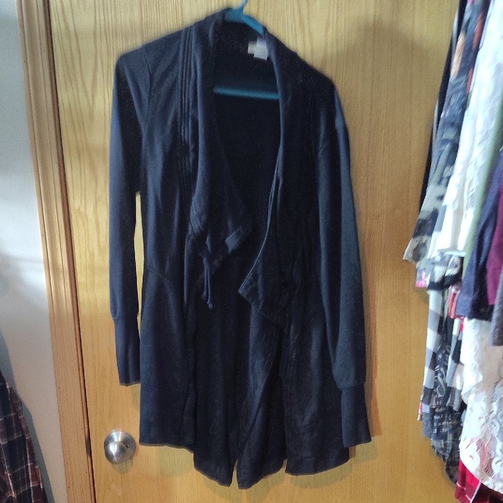 Prairie Underground Black Draped Tie-Front Cardigan